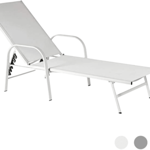 1x White 194.5cm Garden Sun Lounger Bed