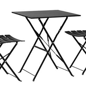 2 Seater Black Square Bistro Garden Table and Chairs Set