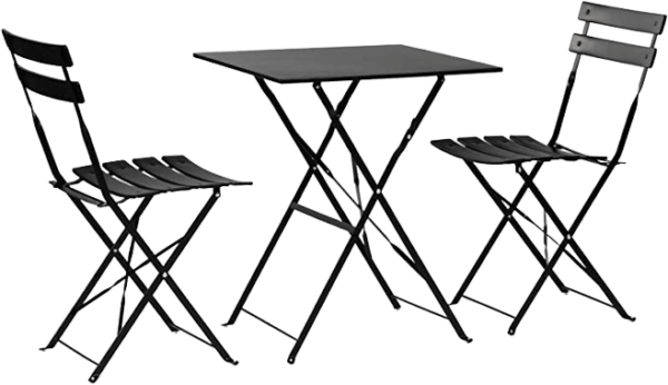 2 Seater Black Square Bistro Garden Table and Chairs Set