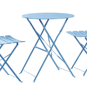 2 Seater Cornflower Blue Round Bistro Garden Table and Chairs Set