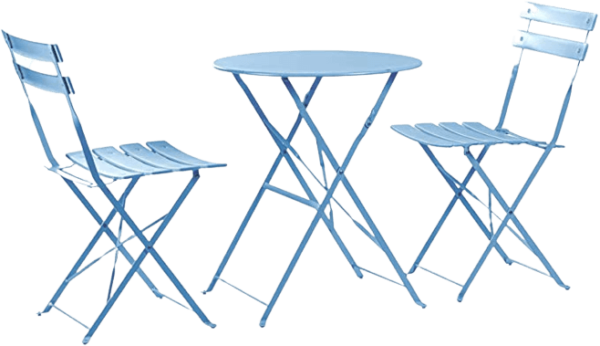 2 Seater Cornflower Blue Round Bistro Garden Table and Chairs Set