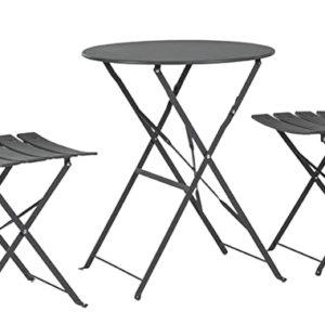 2 Seater Grey Round Bistro Garden Table and Chairs Set