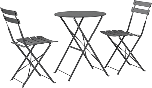 2 Seater Grey Round Bistro Garden Table and Chairs Set