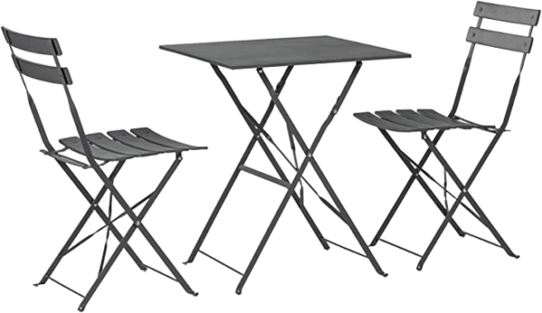 2 Seater Grey Square Bistro Garden Table and Chairs Set