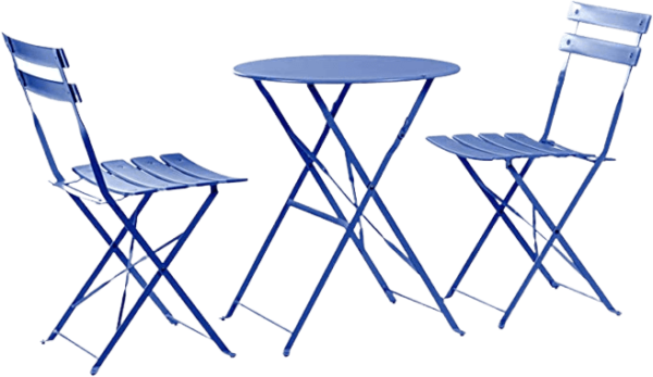 2 Seater Navy Blue Round Bistro Garden Table and Chairs Set