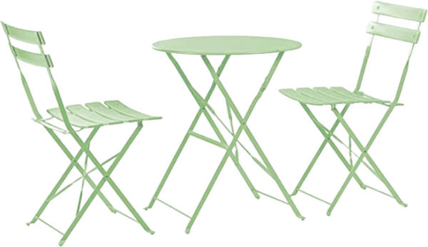 2 Seater Sage Green Round Bistro Garden Table and Chairs Set