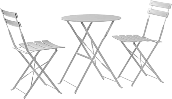 2 Seater White Round Bistro Garden Table and Chairs Set