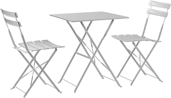 2 Seater White Square Bistro Garden Table and Chairs Set