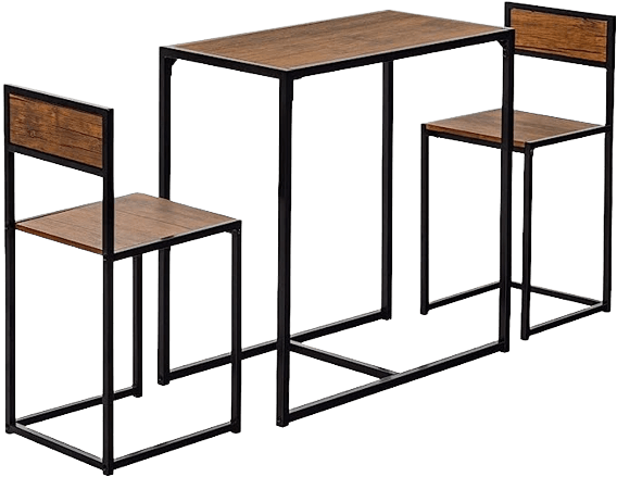 Harbour Housewares Industrial 2 Seater Breakfast Bar Set