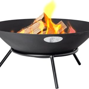 56cm Diameter Cast Iron Fire Pit Outdoor Portable Garden Patio Heater Wood Burner BBQ Camping Fire Bowl