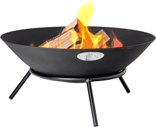 56cm Diameter Cast Iron Fire Pit Outdoor Portable Garden Patio Heater Wood Burner BBQ Camping Fire Bowl