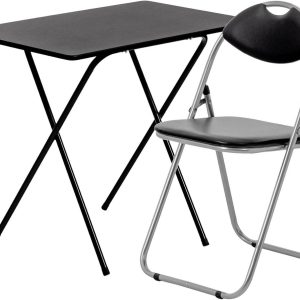 Harbour Housewares 2 Piece Folding Desk and Chair Set - Black