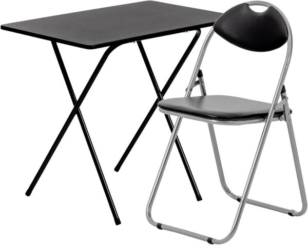 Harbour Housewares 2 Piece Folding Desk and Chair Set - Black