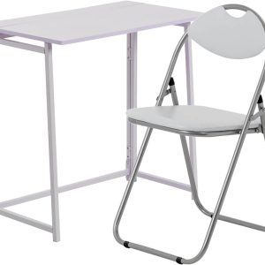 Harbour Housewares 2 Piece Folding Desk and Chair Set - White