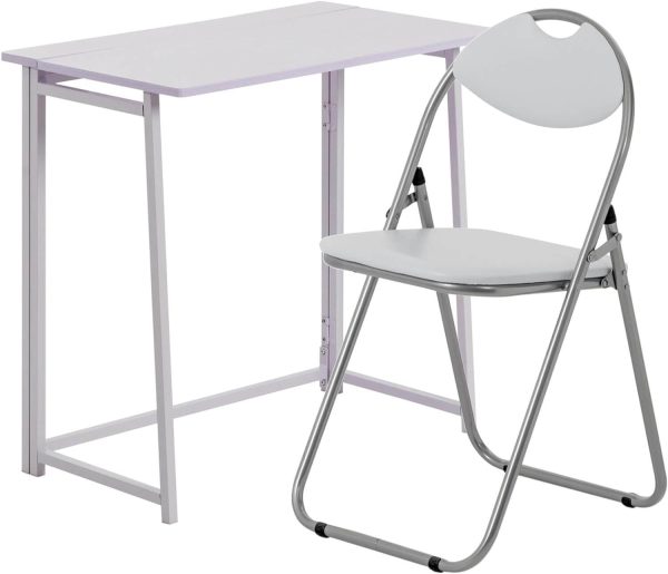 Harbour Housewares 2 Piece Folding Desk and Chair Set - White