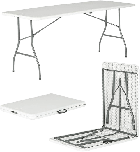 Harbour Housewares Rectangle Folding Trestle Table - 180cm (6ft) - White